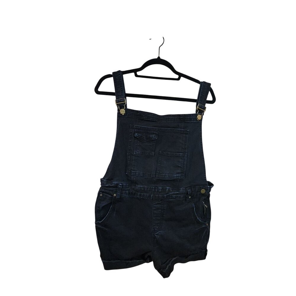 Womens Black Denim Bib Overalls Shorts By Wish List Jeans Size L